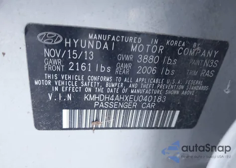 2014 Hyundai Elantra Sport from USA, damaged, VIN KMHDH4AHXEU040183